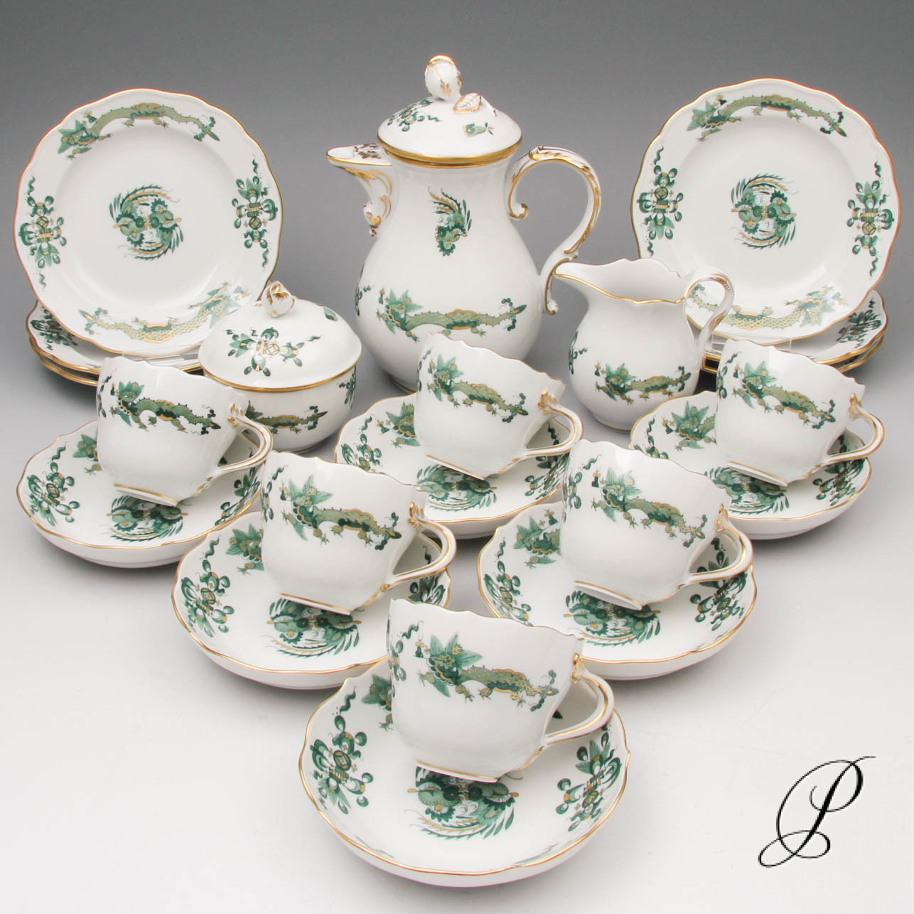 Mokkaservice Meissen Wahl Reicher Drache Gr N Porzellan Porcelain