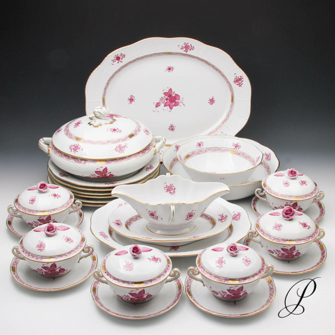 Speiseservice Herend Im Dekor Apponyi Purpur Porzellan Porcelain