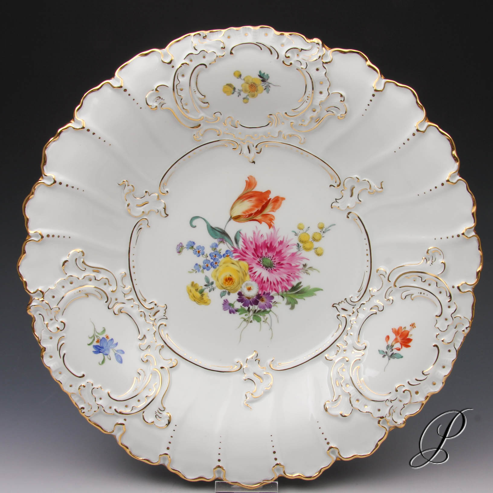 Gro Er Prunkteller Meissen Mit Blumenmalerei Porzellan Porcelain