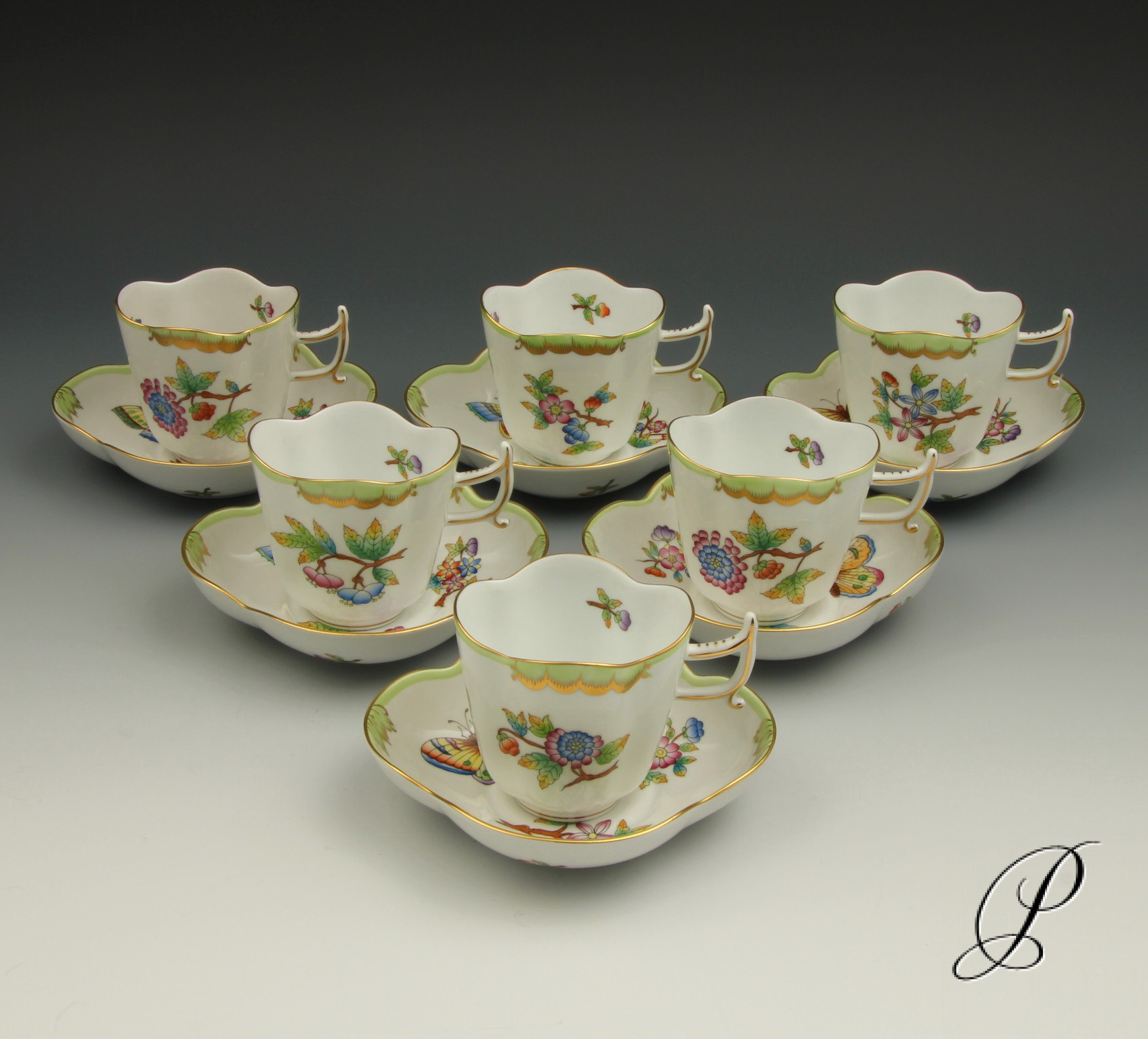 Espressogedecke Herend Im Dekor Victoria Porzellan Porcelain