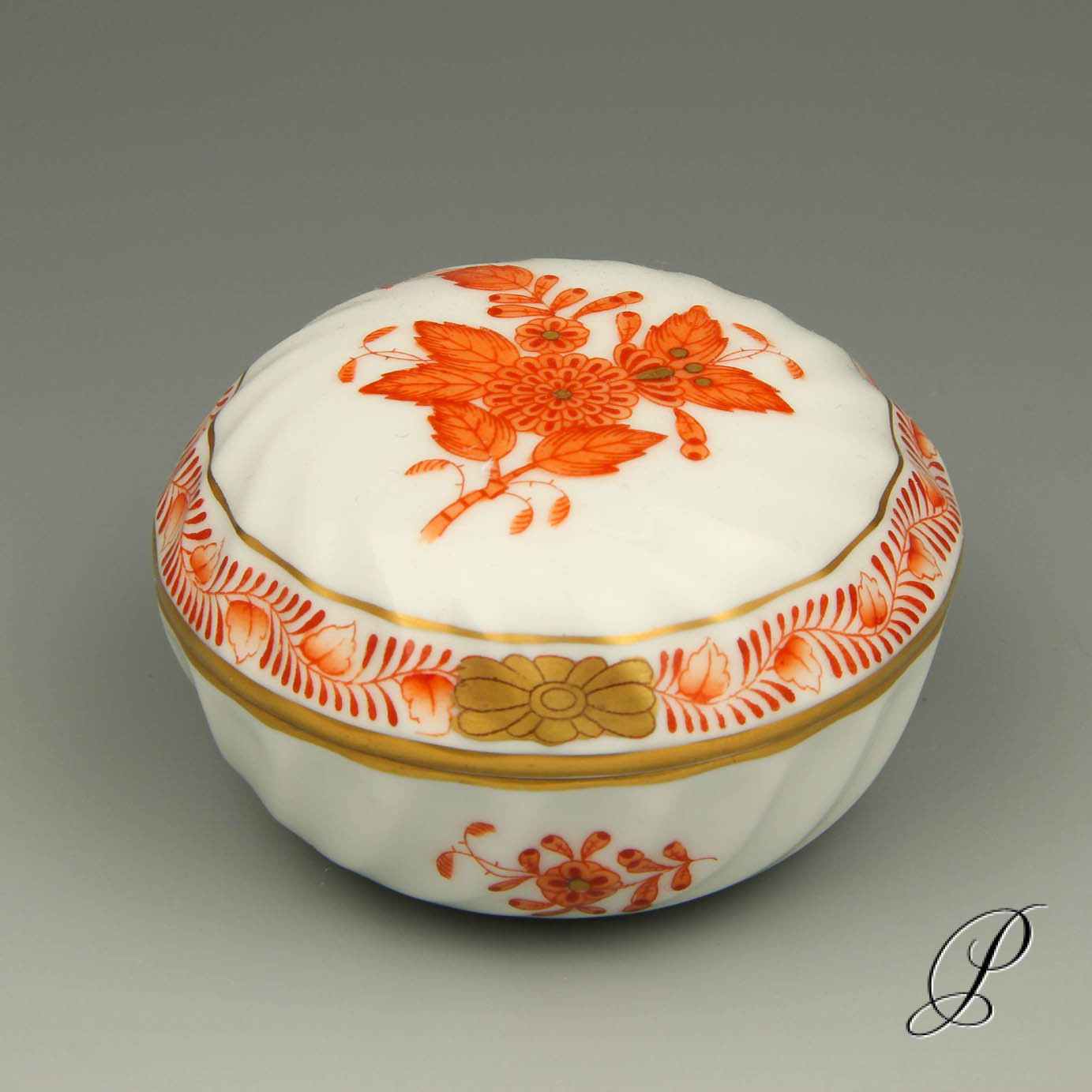 Dose Herend Apponyi Orange Porzellan Porcelain