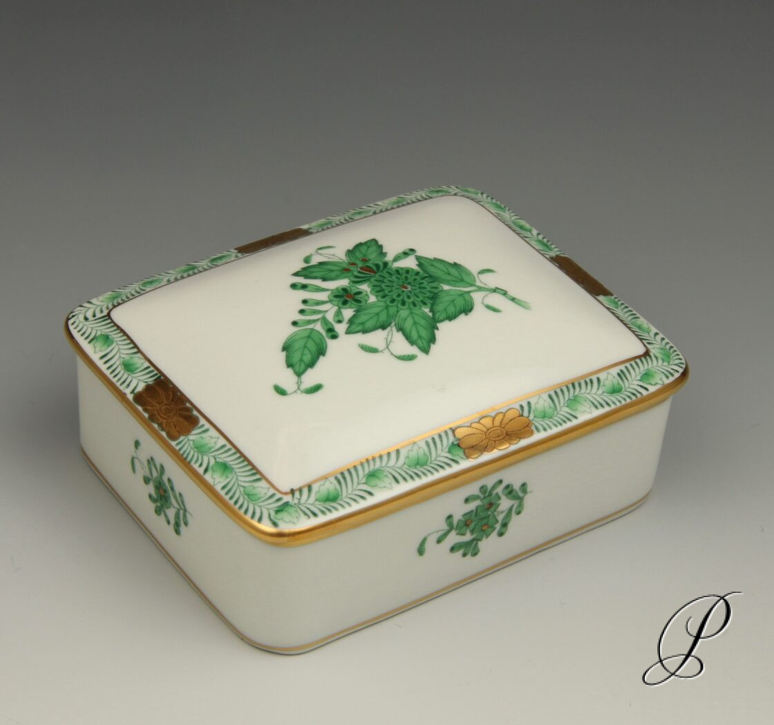 Dose Schmuckdose Herend Apponyi Gr N Porzellan Porcelain