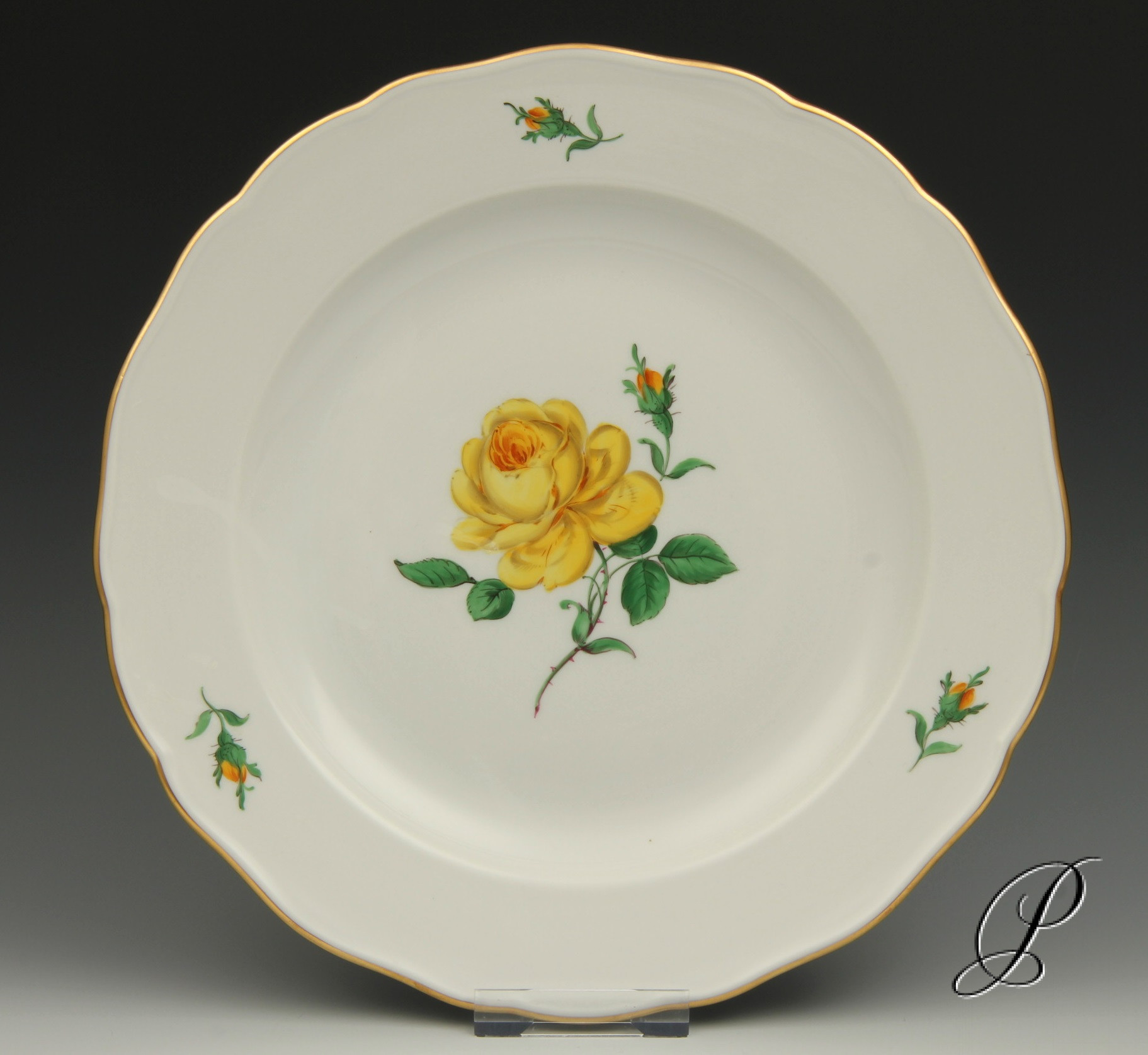 Speiseteller Meissen Nr 2 Im Dekor Gelbe Rose Porzellan Porcelain