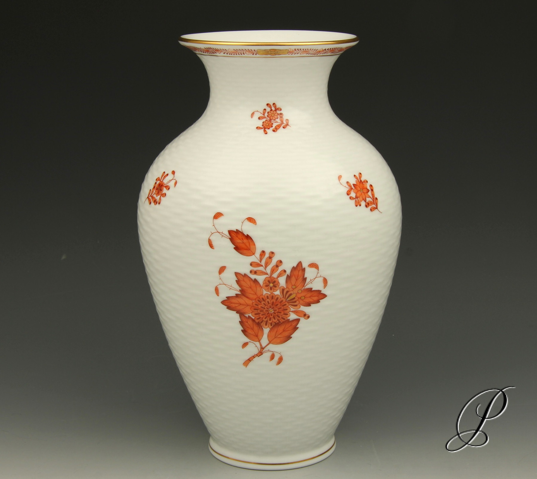 Gro E Vase Herend Apponyi Orange Porzellan Porcelain